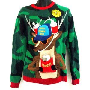 Blizzard Bay Drinking Reindeer Ugly Christmas Sweater Choice Size Mens Unisex